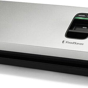FoodSaver Space Saving Vacuum Sealer Machine with Sealer Bags and Roll for Airtight Food Storage and Sous Vide, Silver